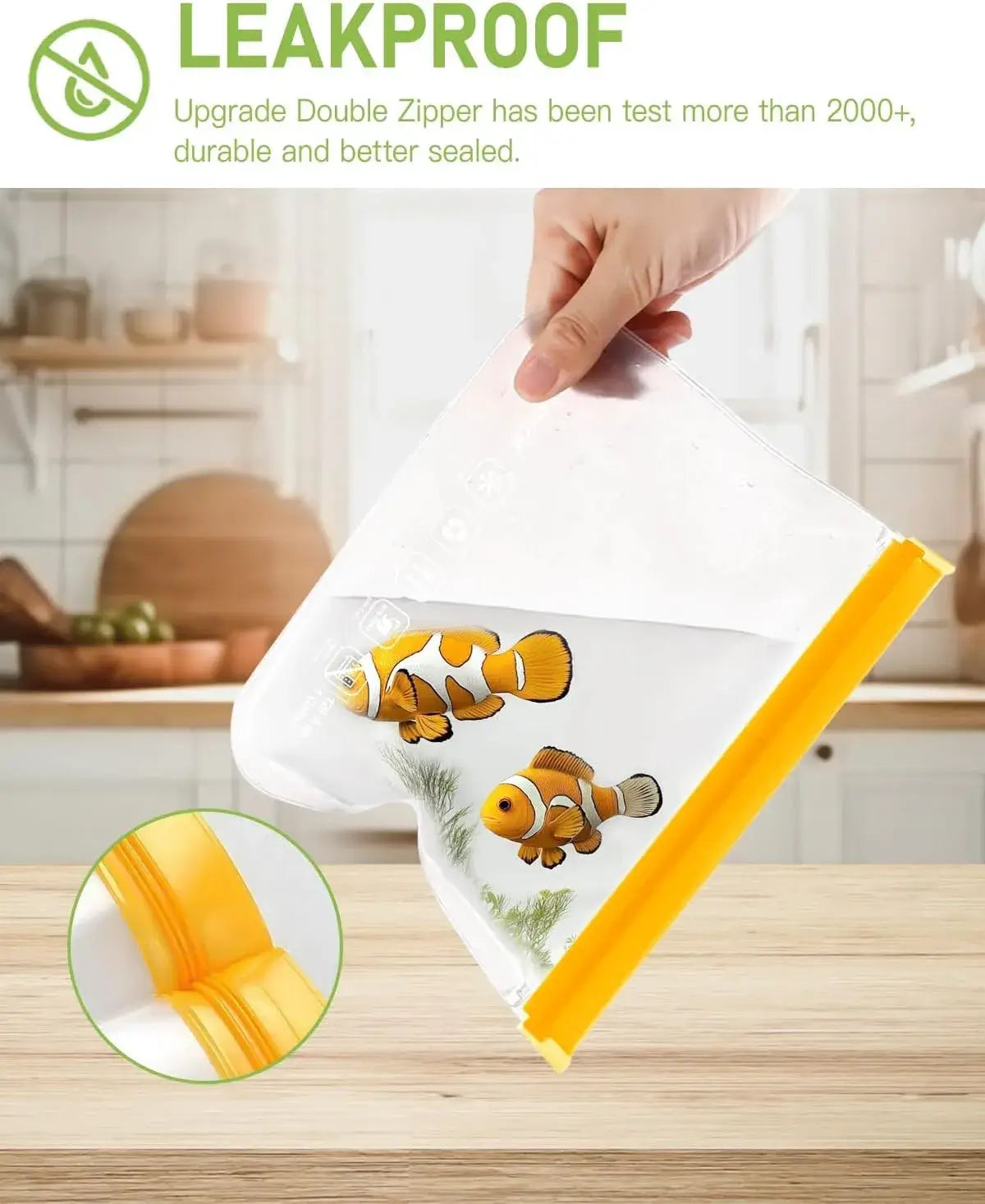 Reusable Food Storage Bags — 20 Pack, Leakproof, BPA-Free, Dishwasher Safe