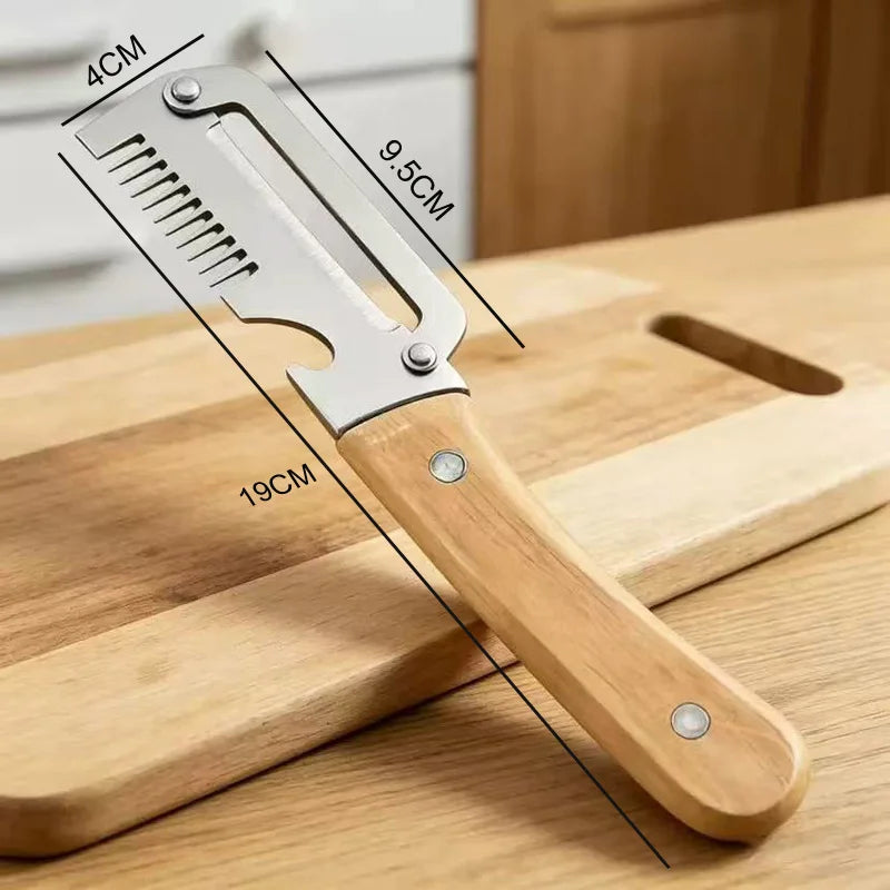 2026 New Paring Knife Ergonomic Wood Handle Knife Stainless Steel Vegetable Peeler with Wooden Handle 2-in-1 Fruit Potato Peeler