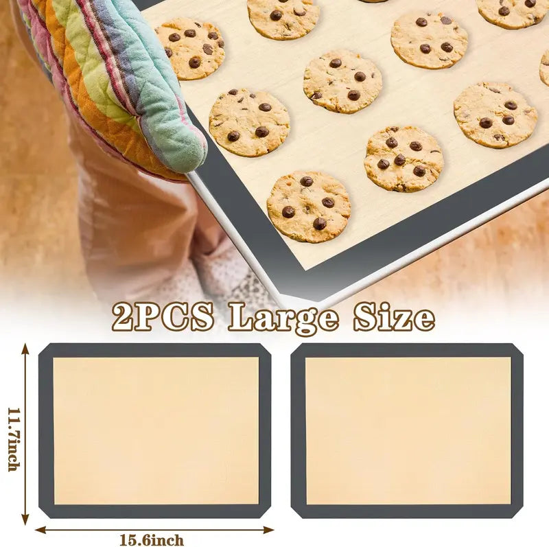 Silicone Baking Mat 2-Pack — Non-Stick, Reusable, Food-Grade, 15.7" x 11.8"