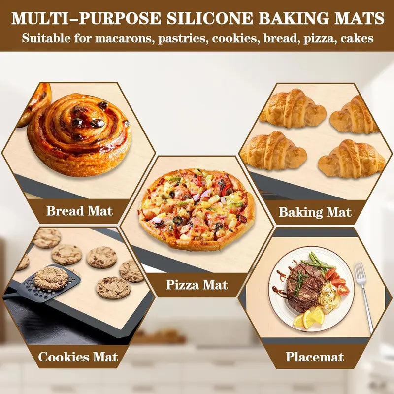 Silicone Baking Mat 2-Pack — Non-Stick, Reusable, Food-Grade, 15.7" x 11.8"