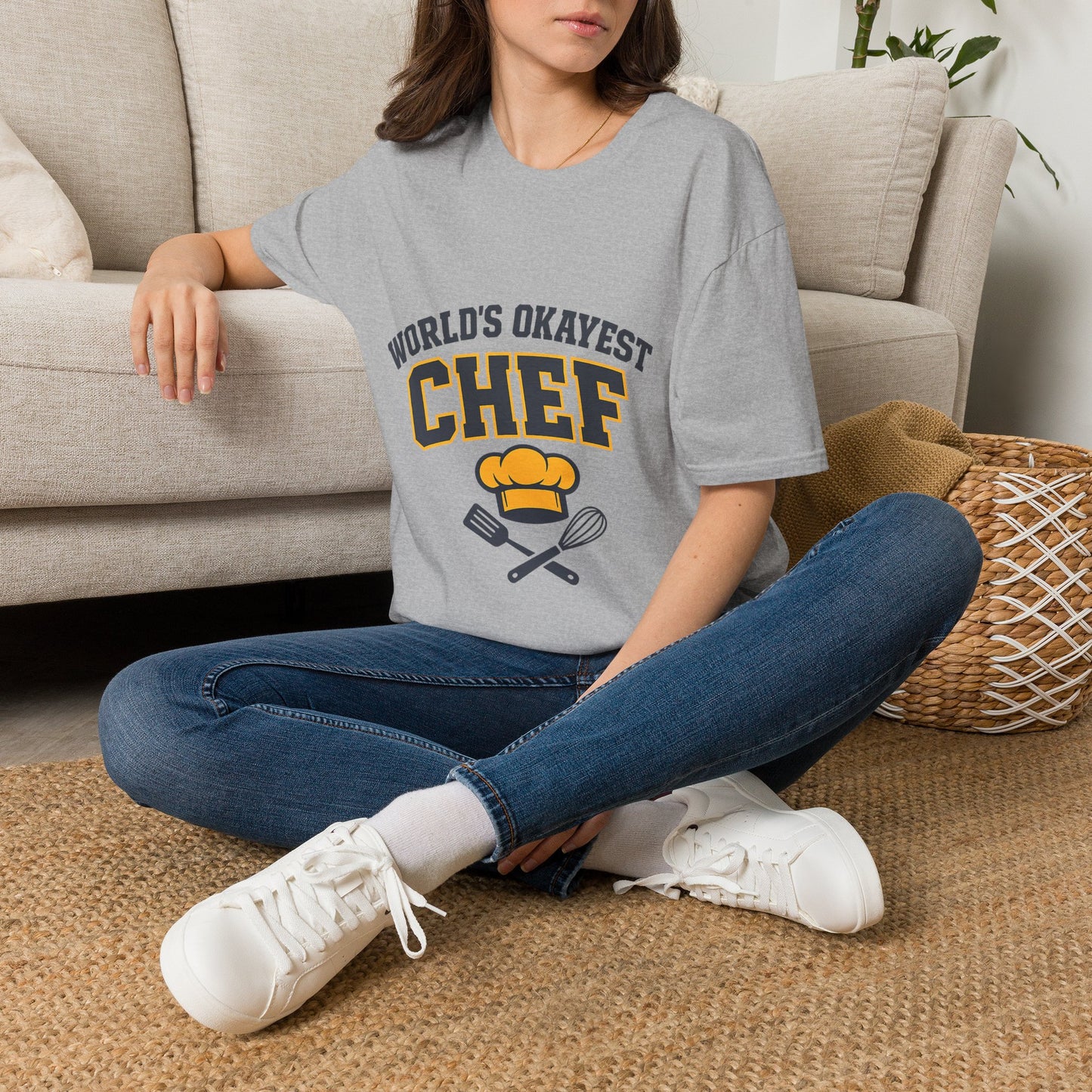 World's Okayest Chef T-Shirt — Funny Chef Gift for Home Cooks & Amateur Chefs