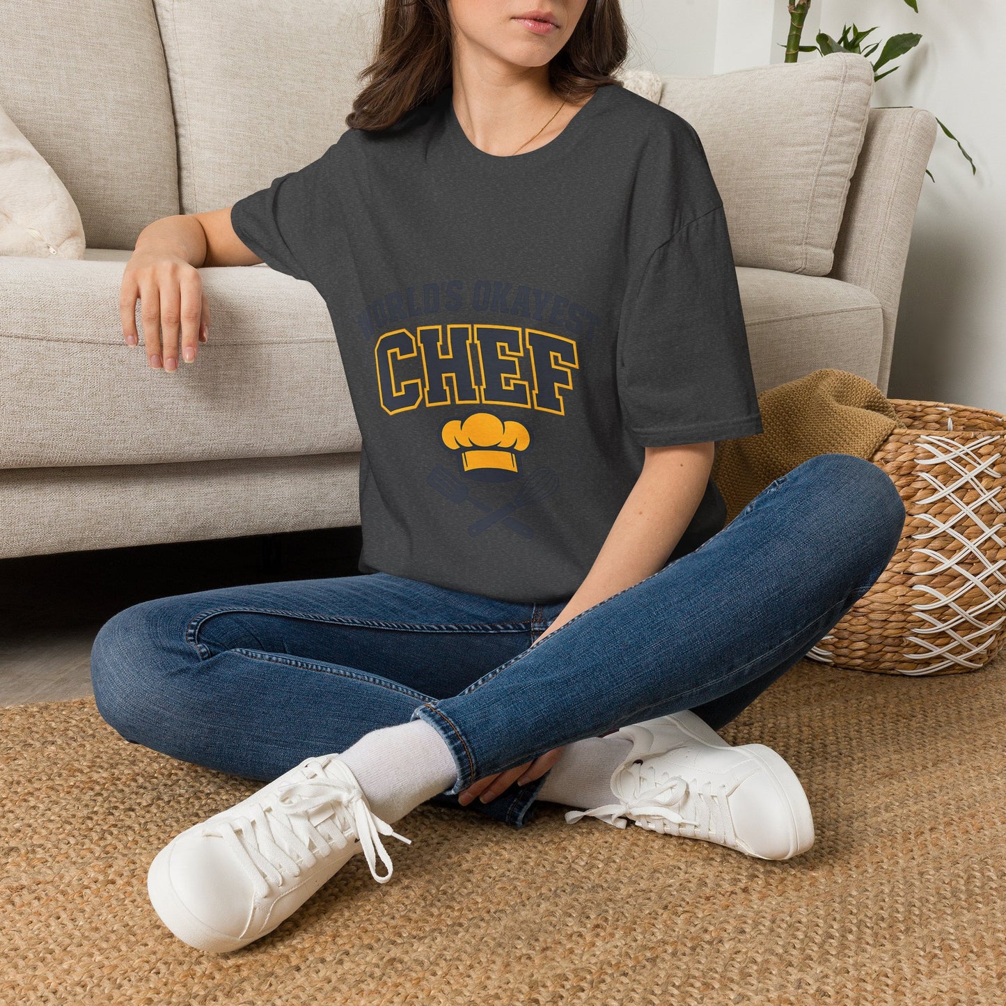 World's Okayest Chef T-Shirt — Funny Chef Gift for Home Cooks & Amateur Chefs