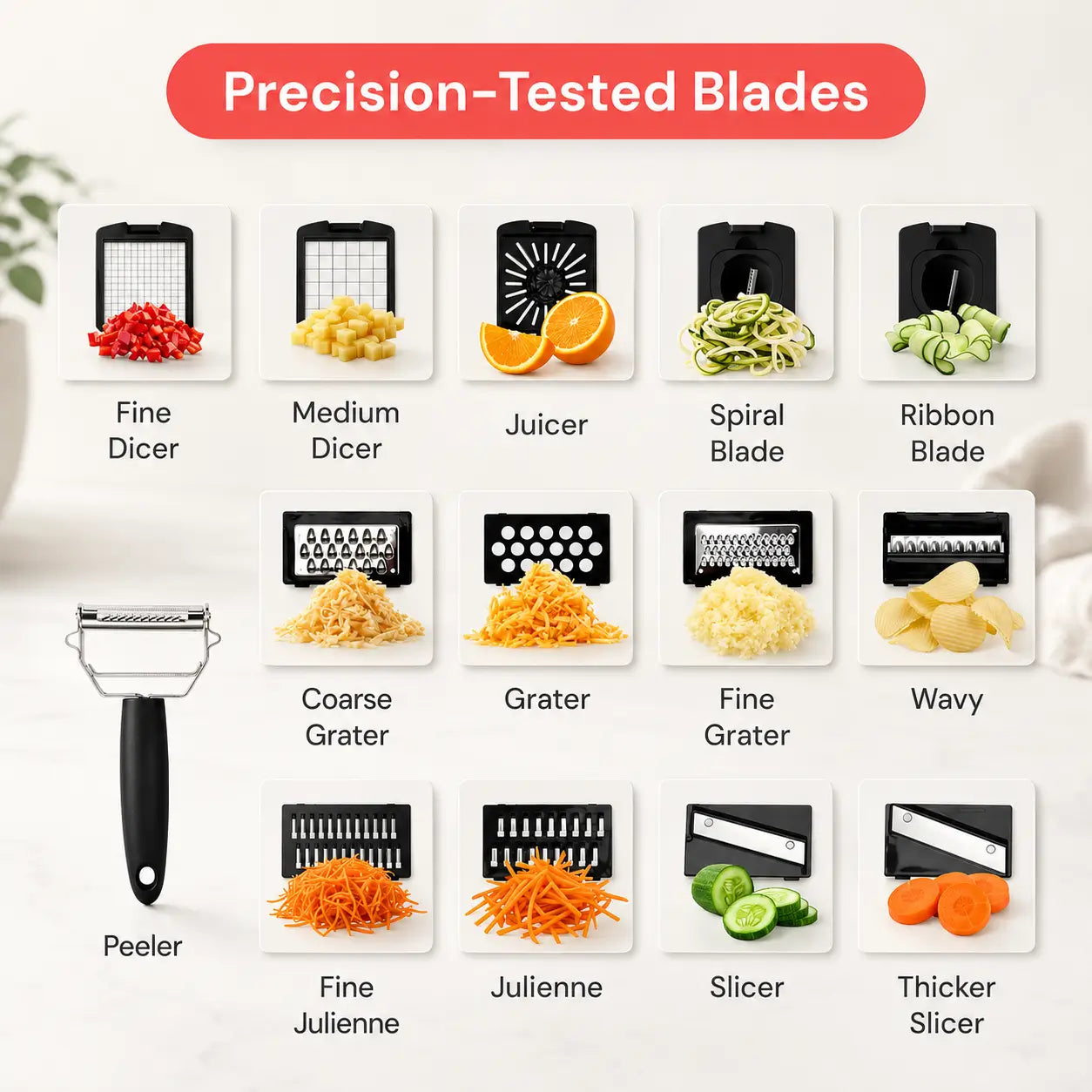 Chopper — 14-in-1 Vegetable Chopper & Mandoline Slicer with Container