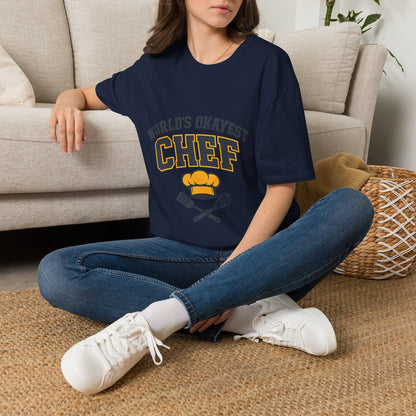 World's Okayest Chef T-Shirt — Funny Chef Gift for Home Cooks & Amateur Chefs