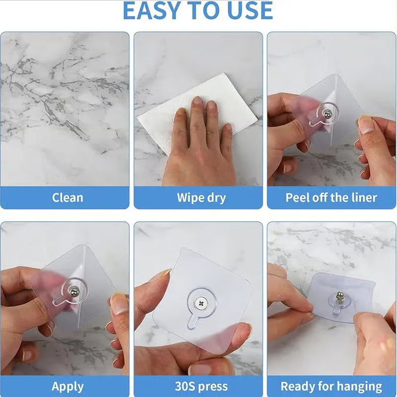 20pcs Self-Adhesive Wall Hooks for Bathroom & Kitchen