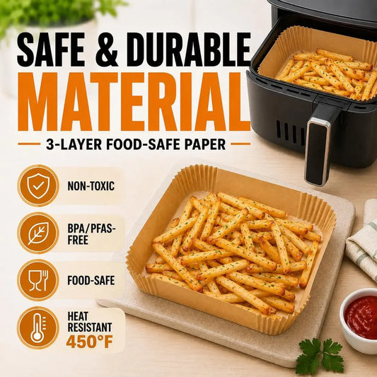 Air Fryer Liners 100 Pack — Non-Stick, Disposable, Fits 6–8 Qt