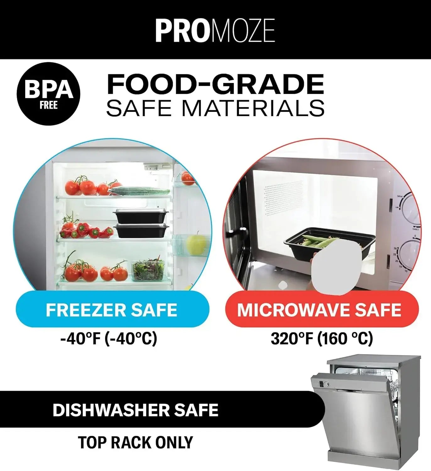 Meal Prep Containers 50 Pack — BPA-Free, Microwave, Freezer & Dishwasher Safe