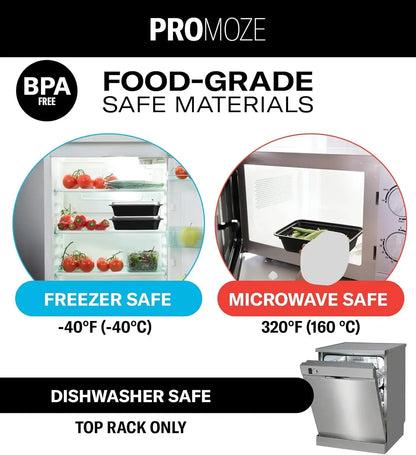 Meal Prep Containers 50 Pack — BPA-Free, Microwave, Freezer & Dishwasher Safe