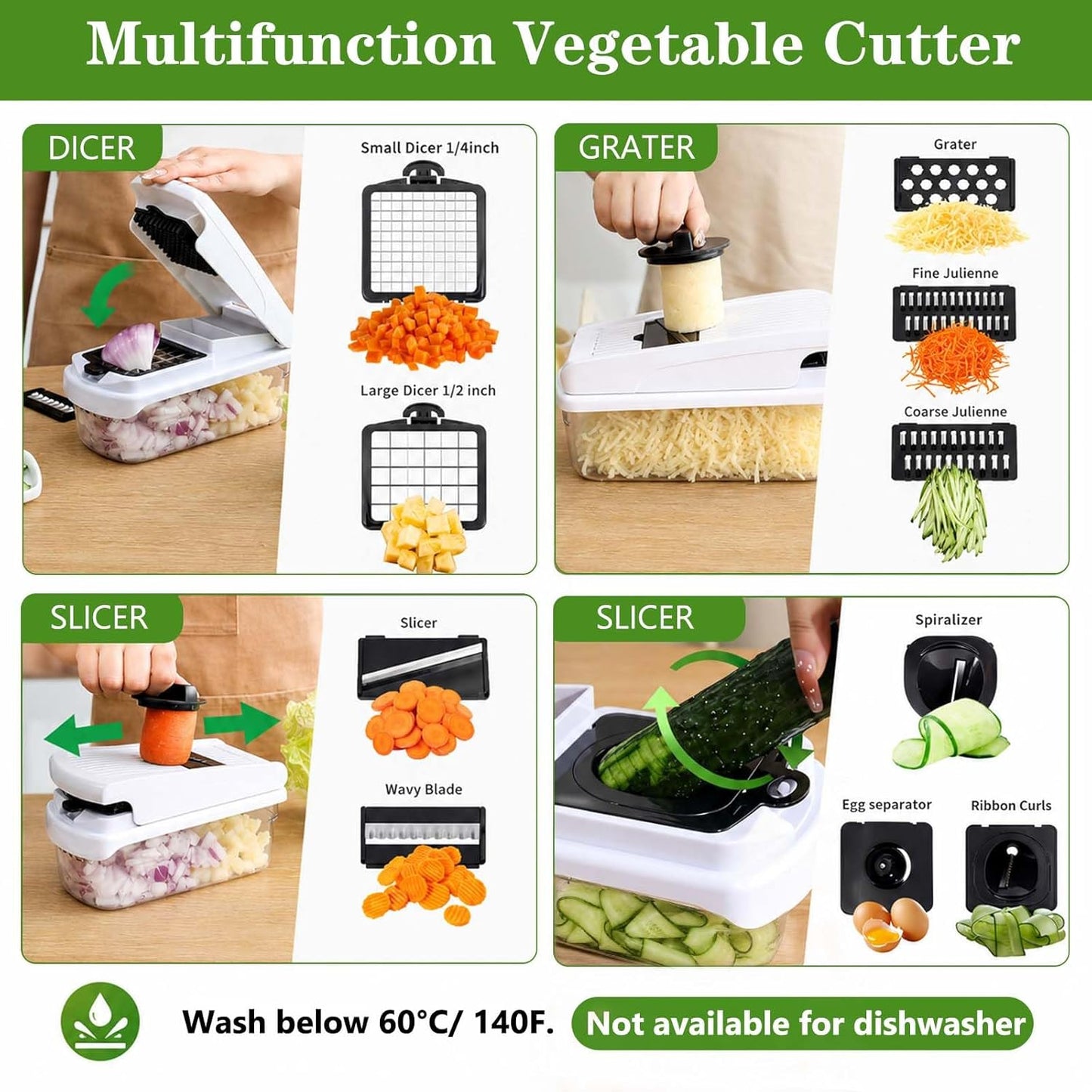 18-in-1 Vegetable Chopper & Mandoline Slicer with Container