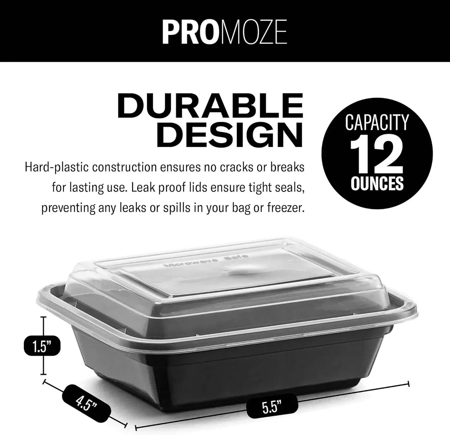 Meal Prep Containers 50 Pack — BPA-Free, Microwave, Freezer & Dishwasher Safe