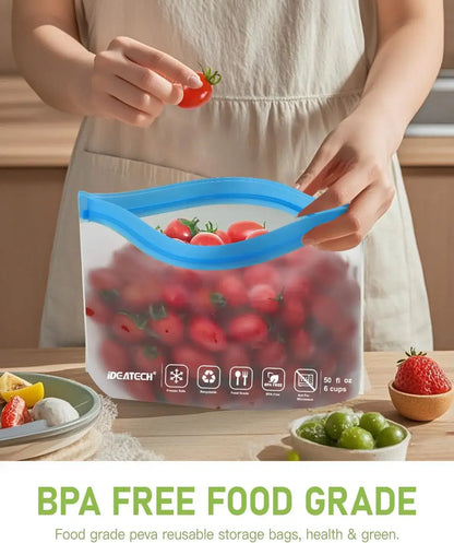 Reusable Food Storage Bags — 20 Pack, Leakproof, BPA-Free, Dishwasher Safe
