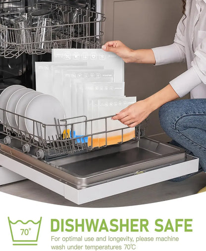 Reusable Food Storage Bags — 20 Pack, Leakproof, BPA-Free, Dishwasher Safe