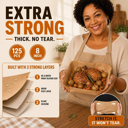 Air Fryer Liners 100 Pack — Non-Stick, Disposable, Fits 6–8 Qt