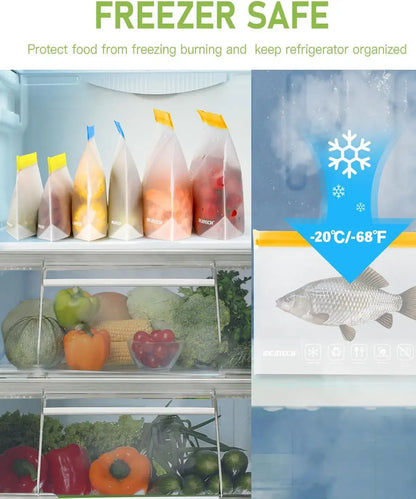 Reusable Food Storage Bags — 20 Pack, Leakproof, BPA-Free, Dishwasher Safe