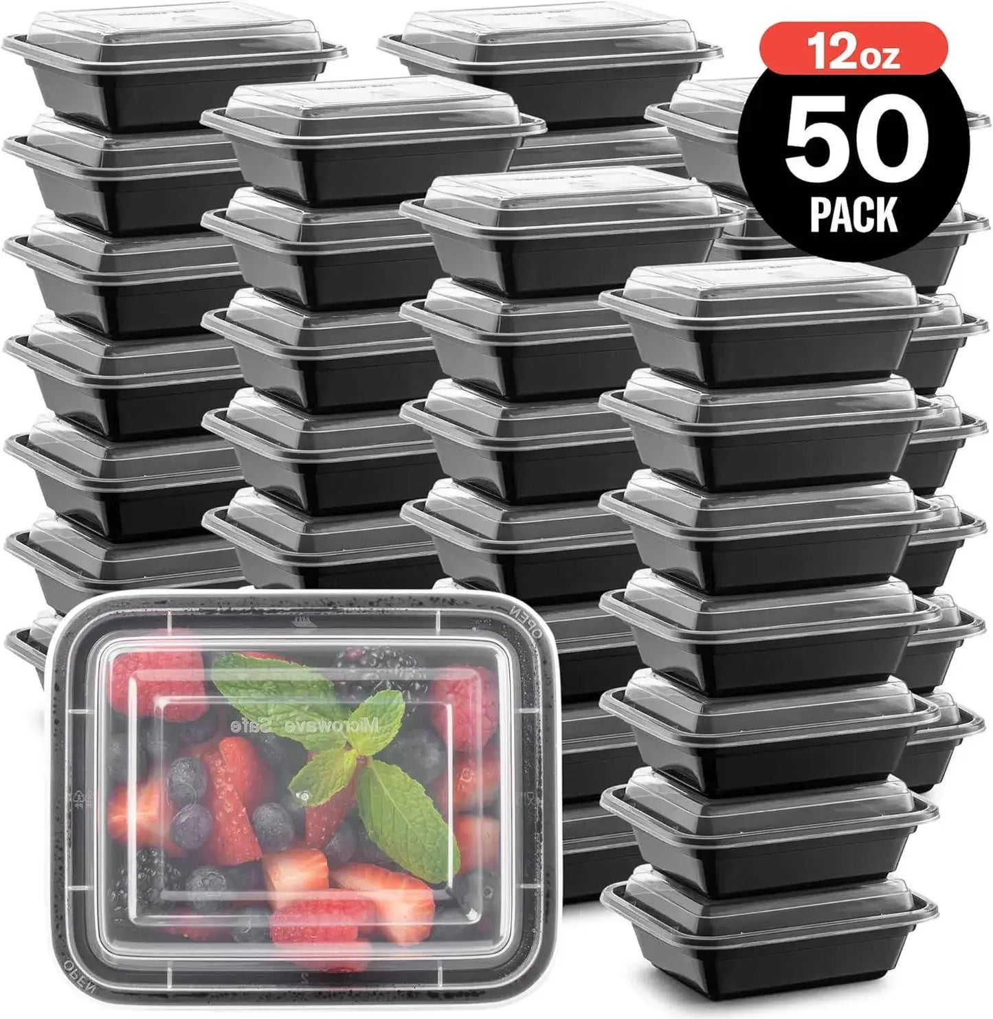 Meal Prep Containers 50 Pack — BPA-Free, Microwave, Freezer & Dishwasher Safe