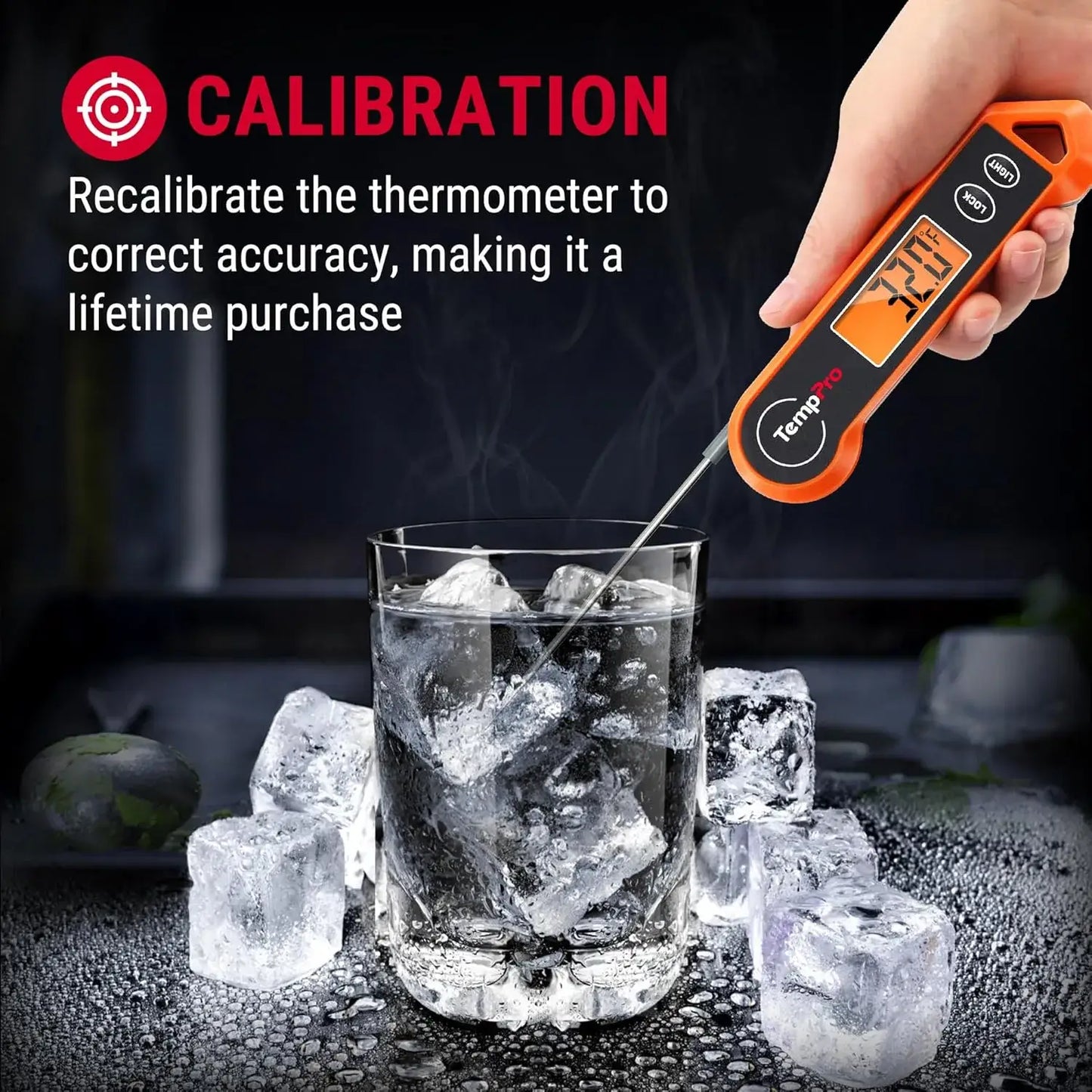 Instant Read Meat Thermometer — 1-Second Reading, Waterproof, Backlit Display