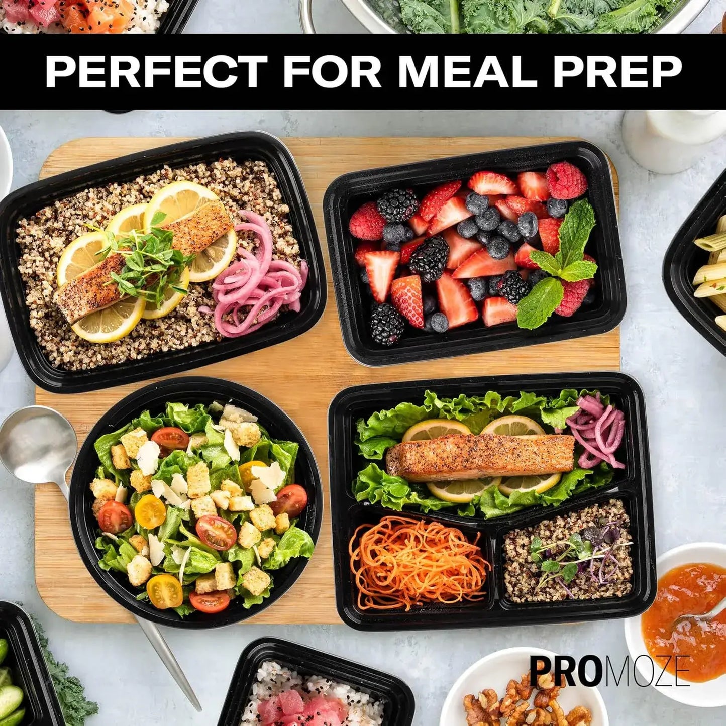 Meal Prep Containers 50 Pack — BPA-Free, Microwave, Freezer & Dishwasher Safe