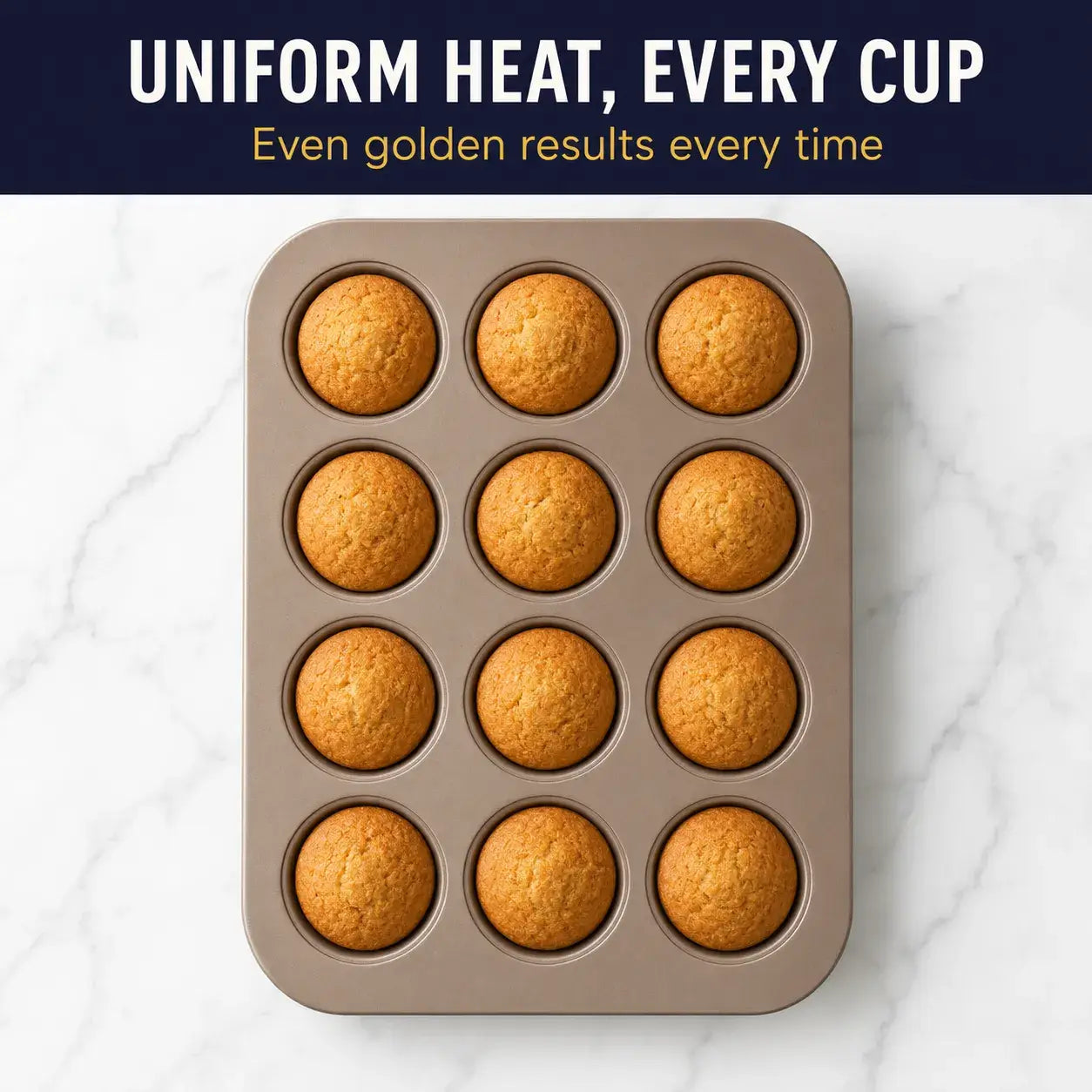 Muffin Pan 12-Cup — Nonstick, Warp Resistant, PFAS &amp; PFOA Free, Mocha