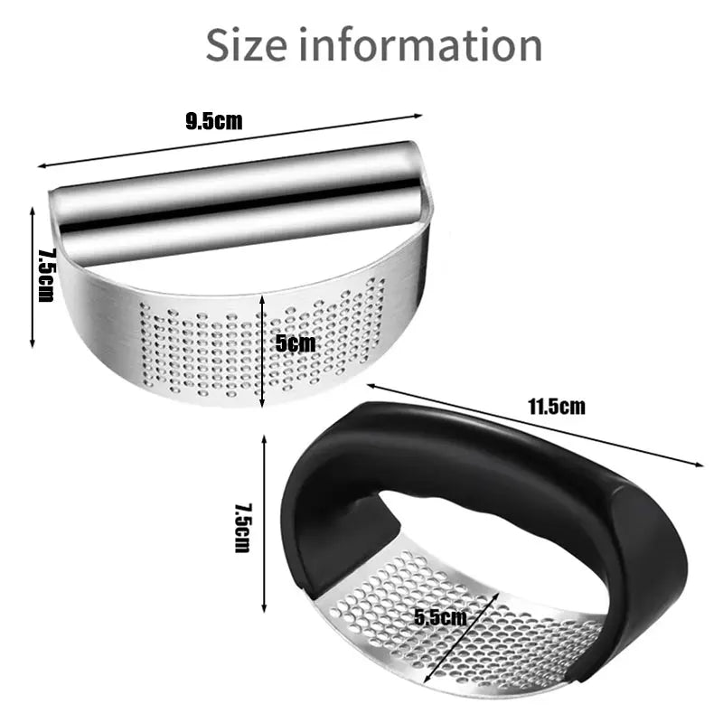 Improved stainless steel garlic press