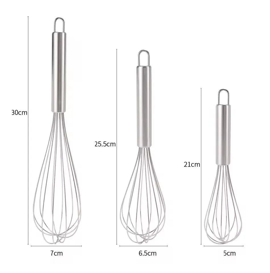 LMETJMA 8" 10" 12" Egg Whisk Stainless Steel
