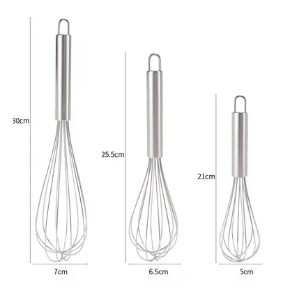LMETJMA 8" 10" 12" Egg Whisk Stainless Steel