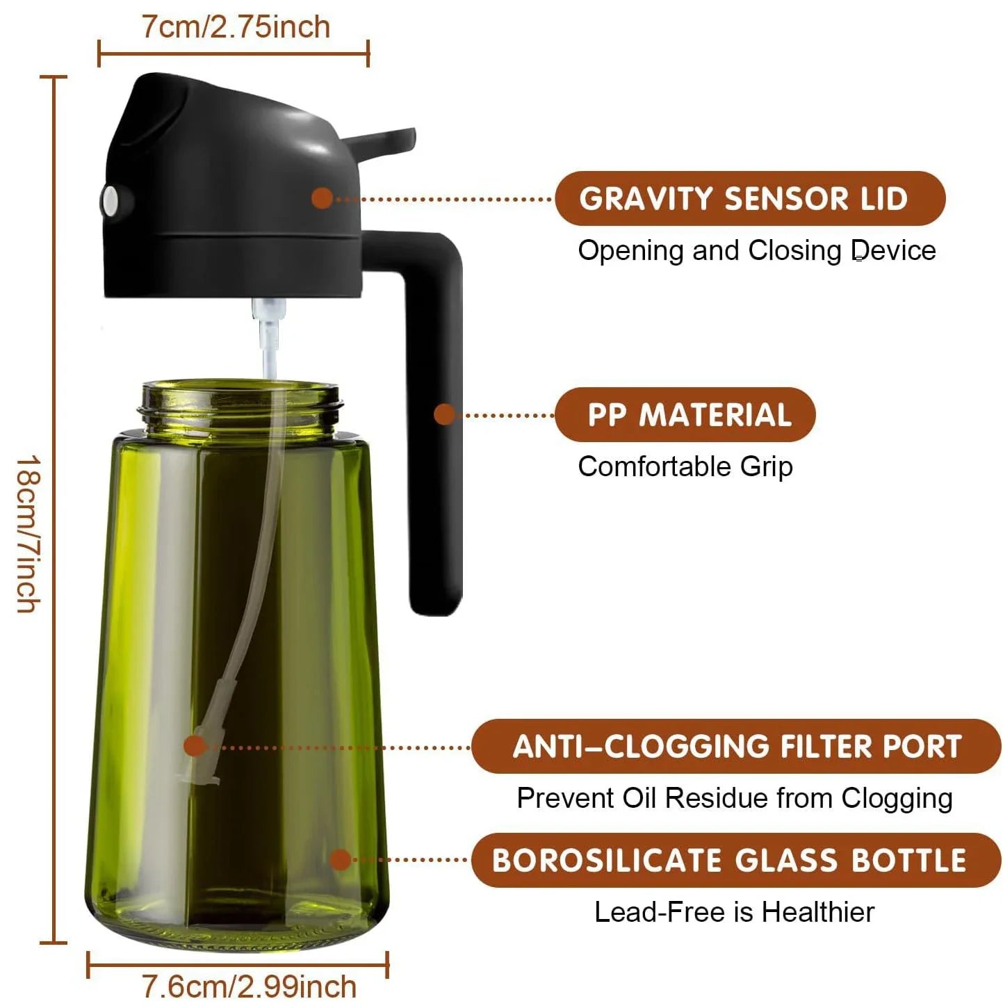 This 2-in-1 dark blue glass oil sprayer