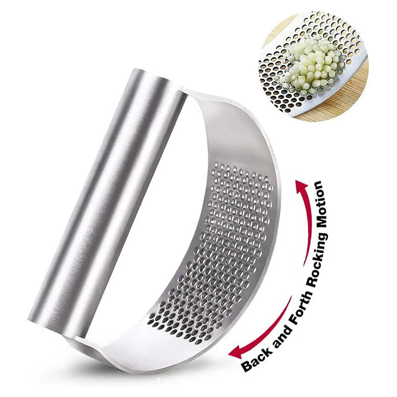 Improved stainless steel garlic press