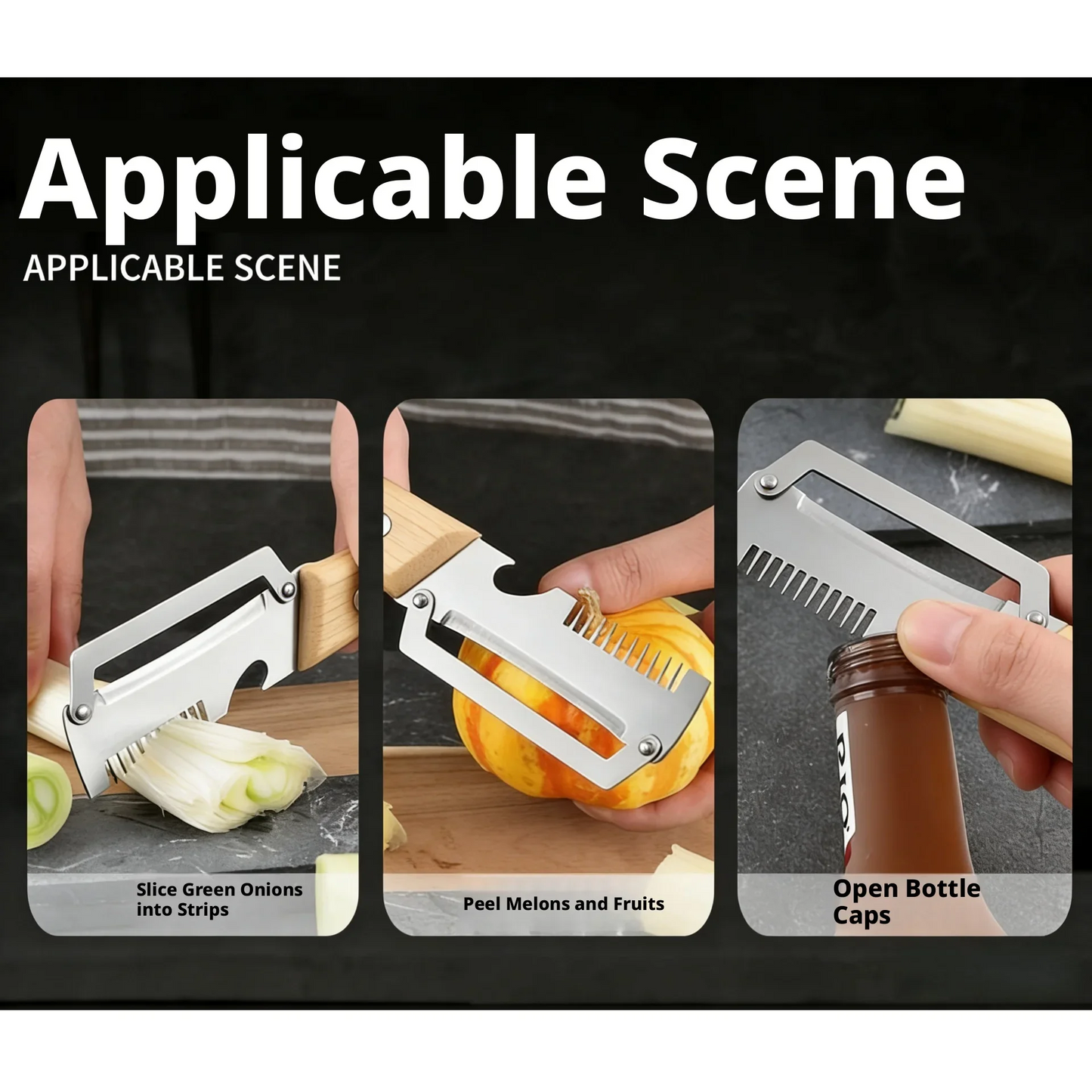 2026 New Paring Knife Ergonomic Wood Handle Knife Stainless Steel Vegetable Peeler with Wooden Handle 2-in-1 Fruit Potato Peeler