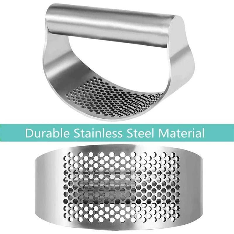 Improved stainless steel garlic press