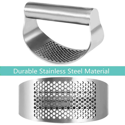 Improved stainless steel garlic press