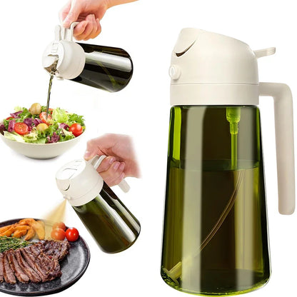 This 2-in-1 dark blue glass oil sprayer