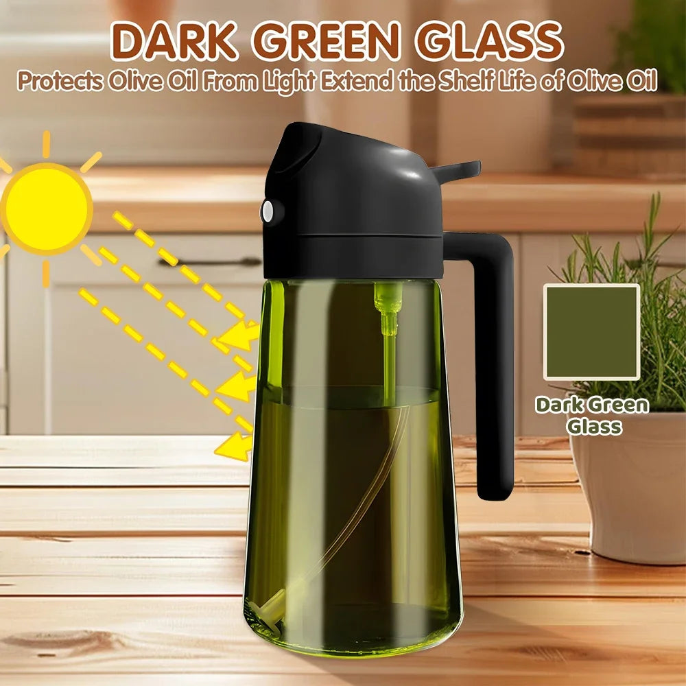 This 2-in-1 dark blue glass oil sprayer