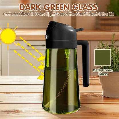 This 2-in-1 dark blue glass oil sprayer