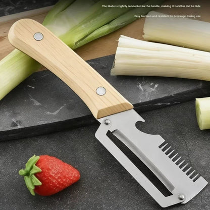 2026 New Paring Knife Ergonomic Wood Handle Knife Stainless Steel Vegetable Peeler with Wooden Handle 2-in-1 Fruit Potato Peeler