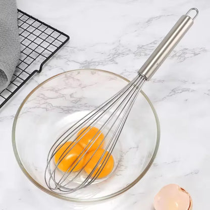 LMETJMA 8" 10" 12" Egg Whisk Stainless Steel