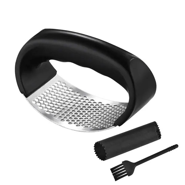 Improved stainless steel garlic press