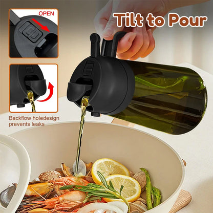 This 2-in-1 dark blue glass oil sprayer