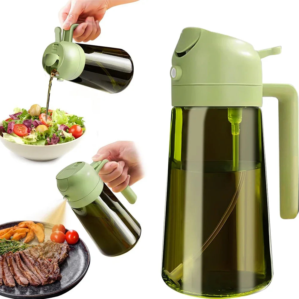 This 2-in-1 dark blue glass oil sprayer