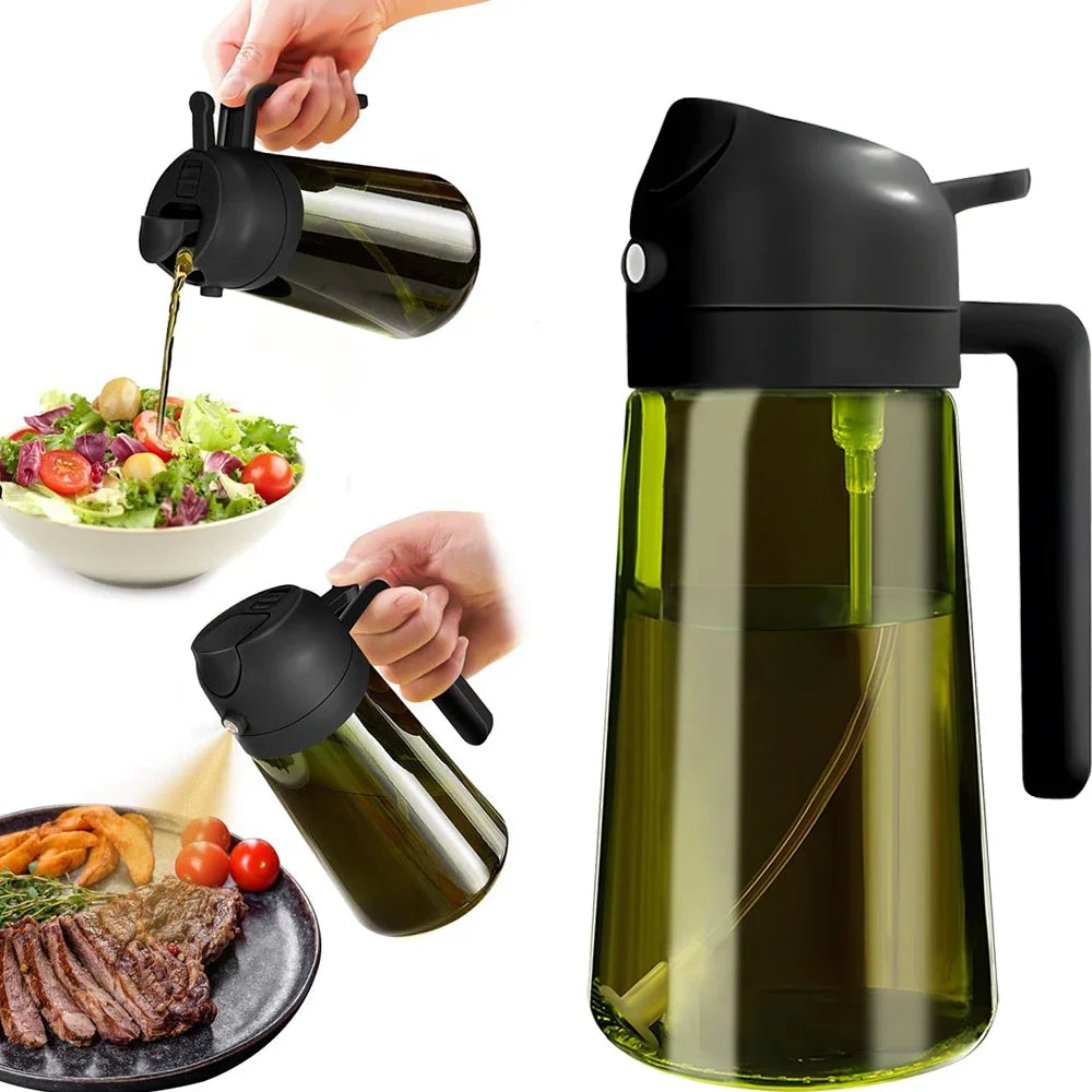 This 2-in-1 dark blue glass oil sprayer