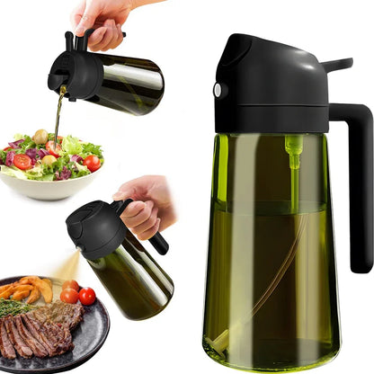 This 2-in-1 dark blue glass oil sprayer
