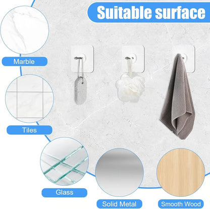 20pcs Self-Adhesive Wall Hooks for Bathroom & Kitchen